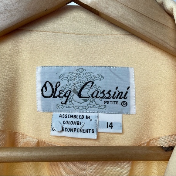 Vintage Oleg Cassini Double Breasted Jacket‎ in Yellow Size 14 Petite - Picture 2 of 4